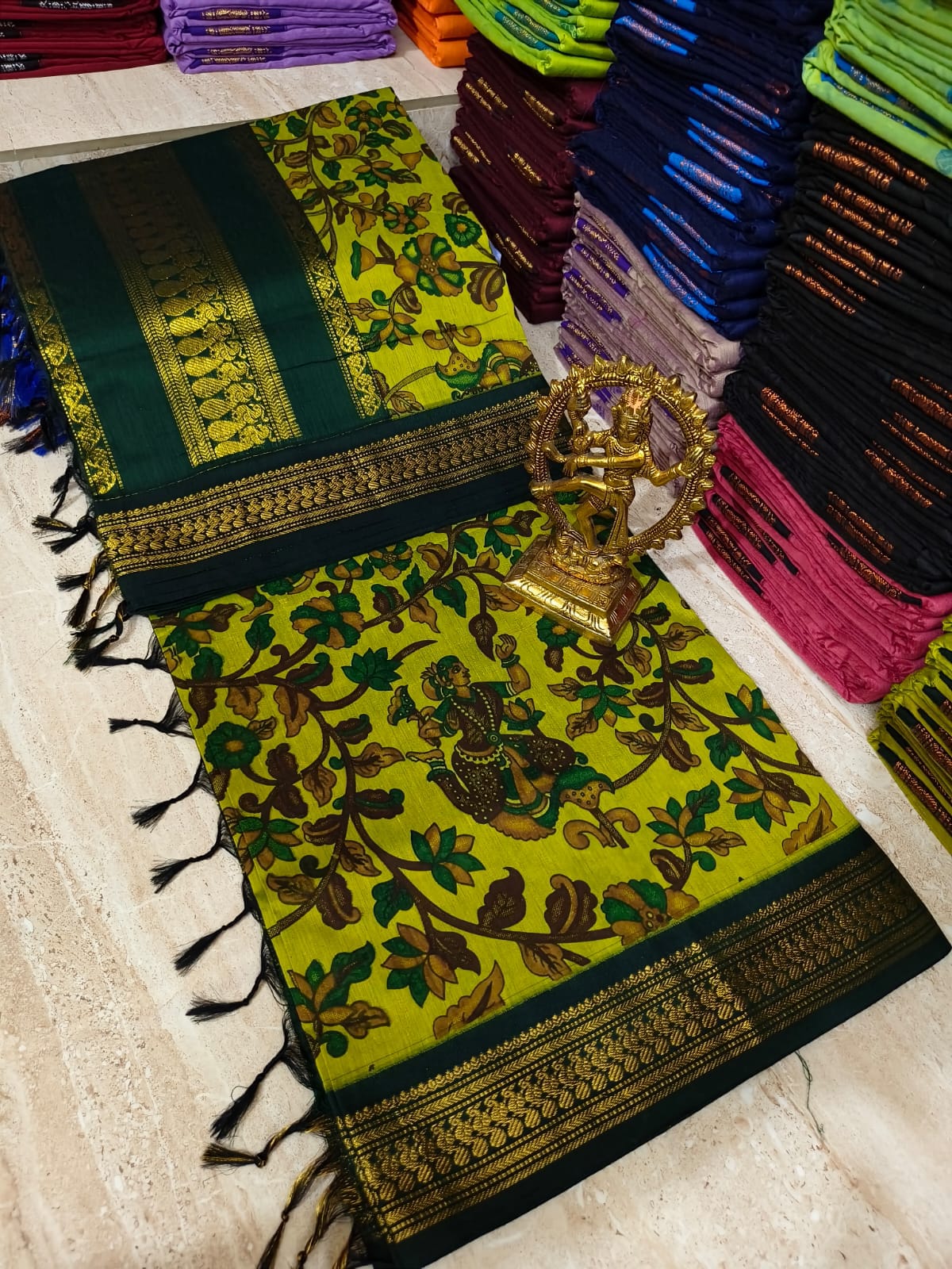 Kalamkari Kalyani Cotton Saree With Contrast Blouse