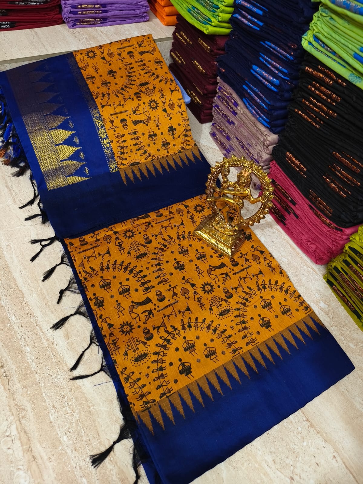Kalamkari Kalyani Cotton Saree With Contrast Blouse
