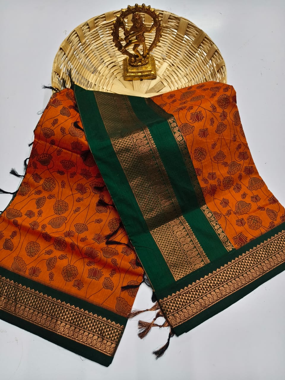 Kalamkari Kalyani Cotton Saree With Contrast Blouse