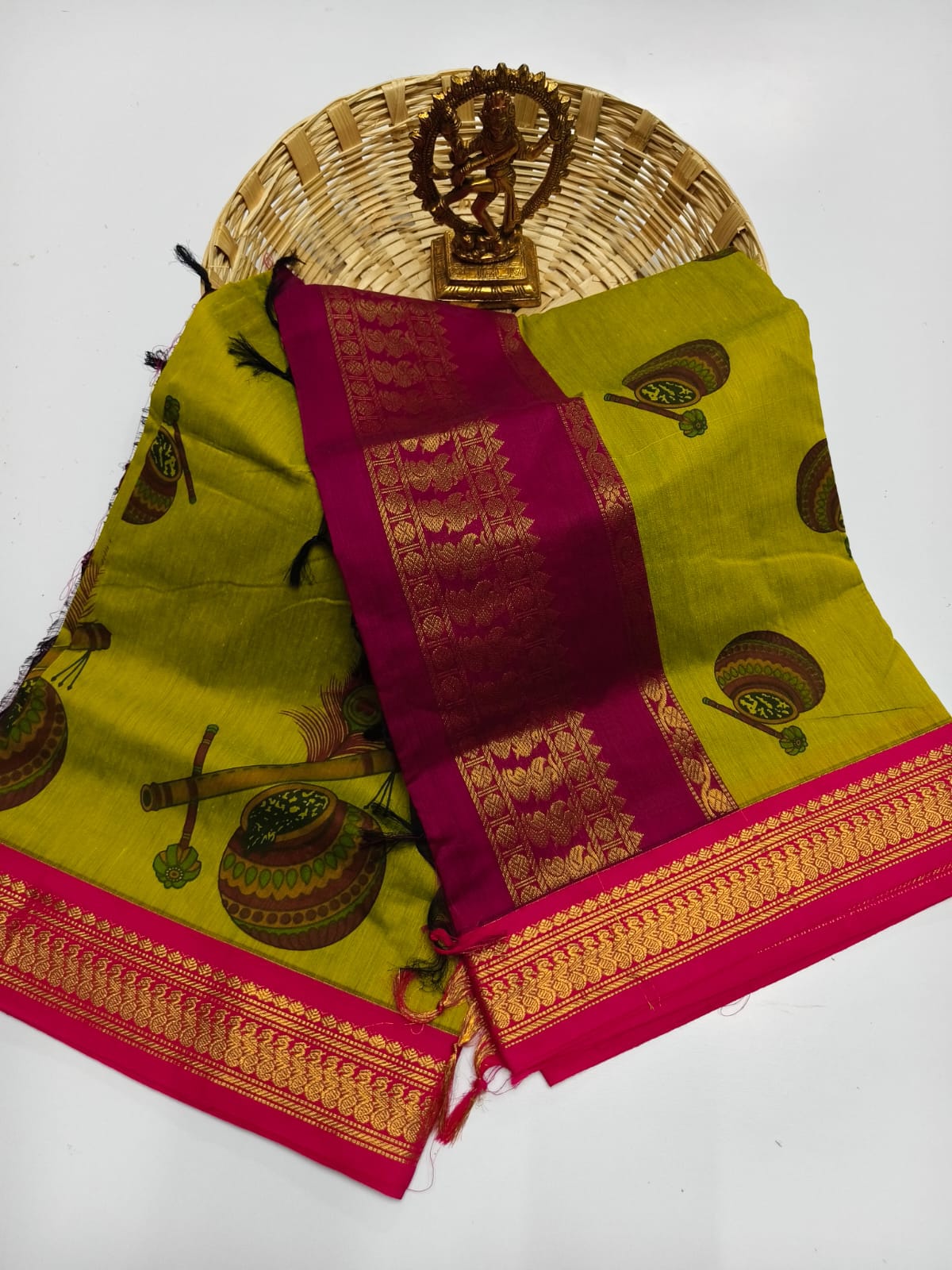 Kalamkari Kalyani Cotton Saree With Contrast Blouse