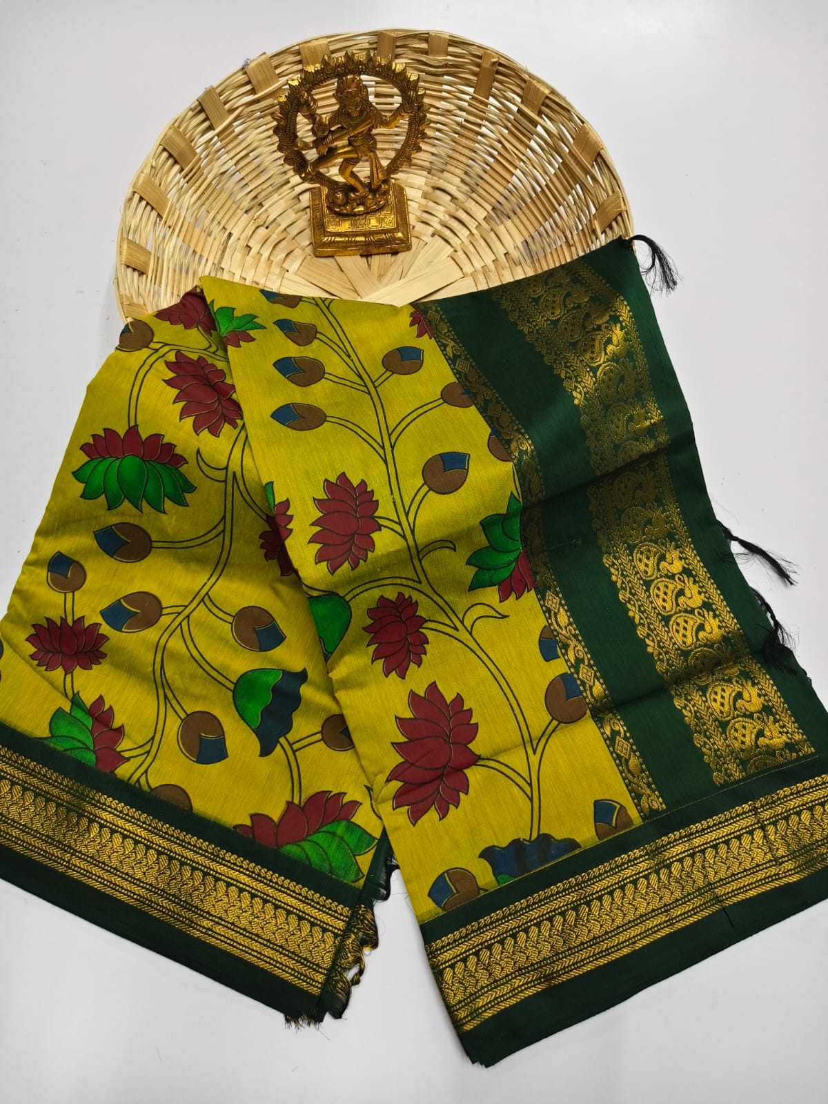 Kalamkari Kalyani Cotton Saree With Contrast Blouse