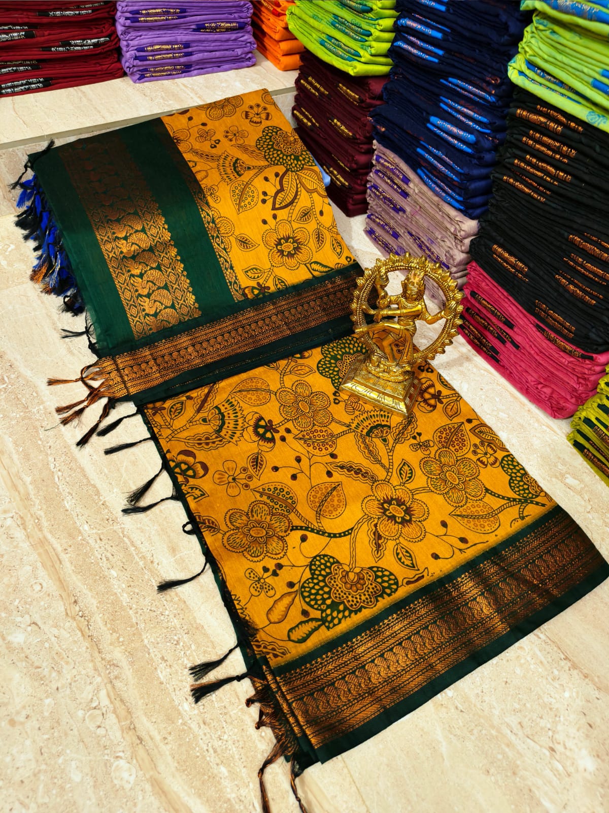 Kalamkari Kalyani Cotton Saree With Contrast Blouse