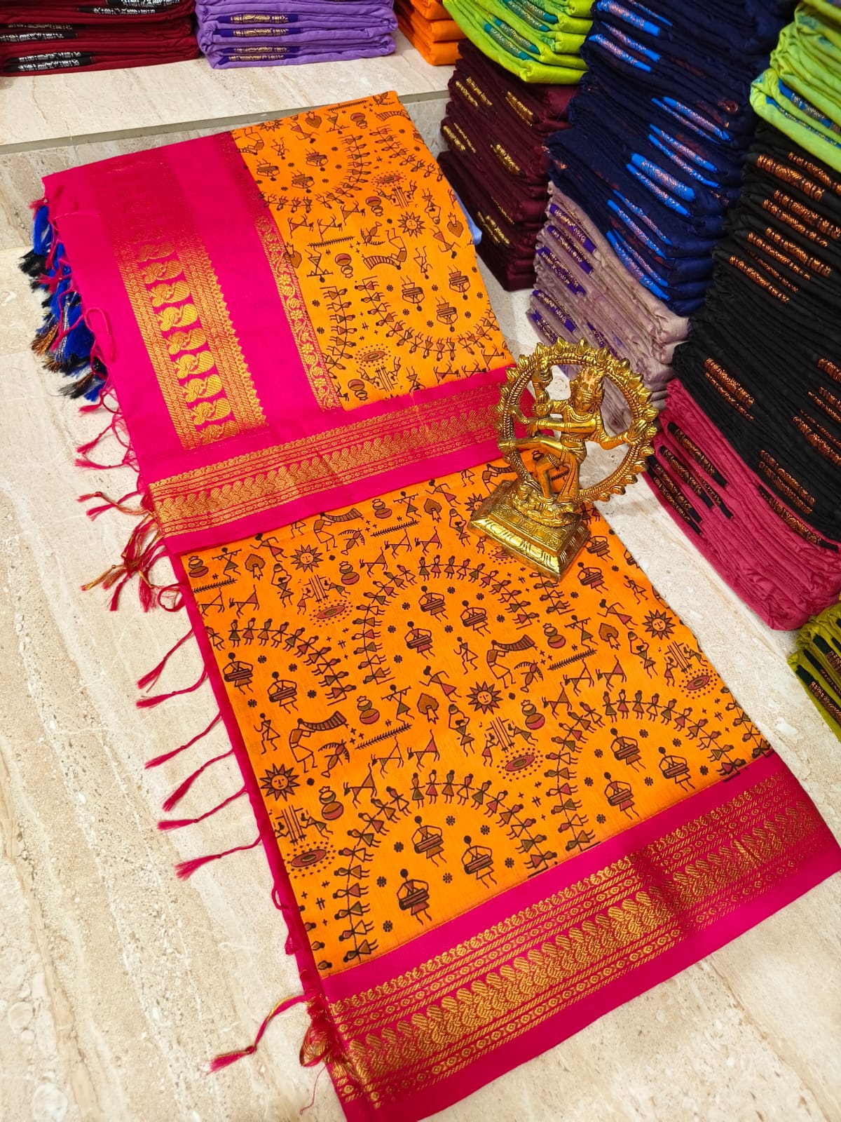 Kalamkari Kalyani Cotton Saree With Contrast Blouse