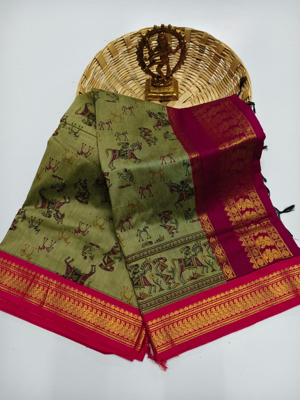 Kalamkari Kalyani Cotton Saree With Contrast Blouse