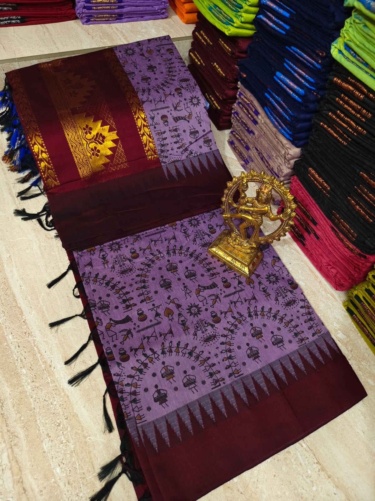Kalamkari Kalyani Cotton Saree With Contrast Blouse