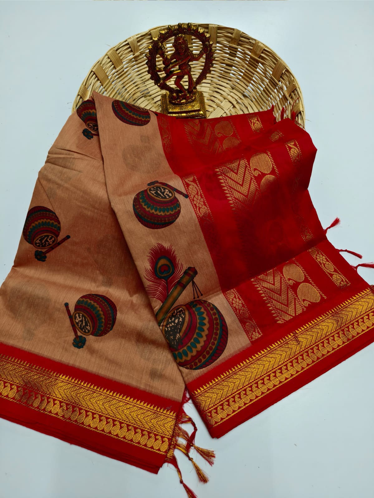 Kalamkari Kalyani Cotton Saree With Contrast Blouse