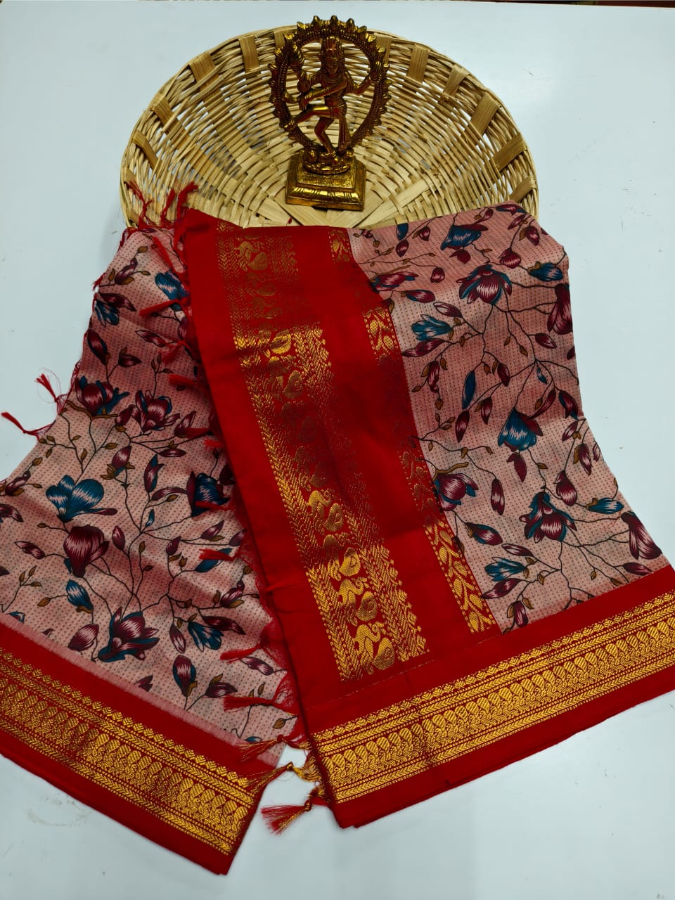Kalamkari Kalyani Cotton Saree With Contrast Blouse