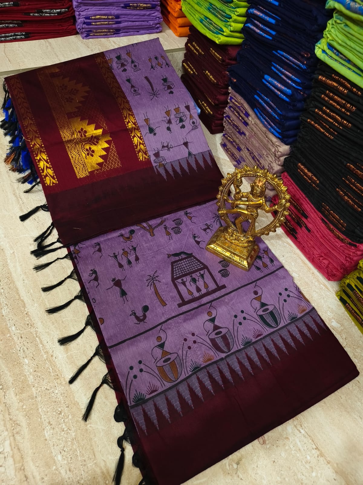Kalamkari Kalyani Cotton Saree With Contrast Blouse