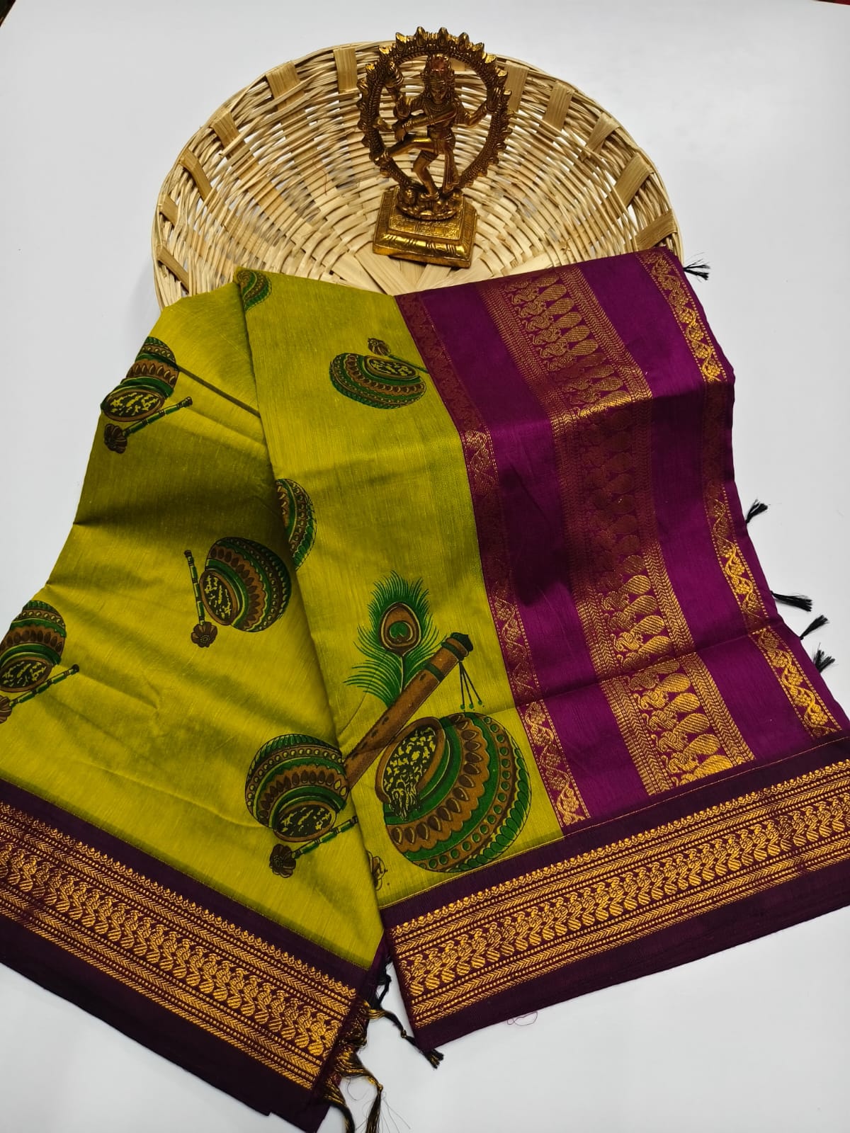 Kalamkari Kalyani Cotton Saree With Contrast Blouse
