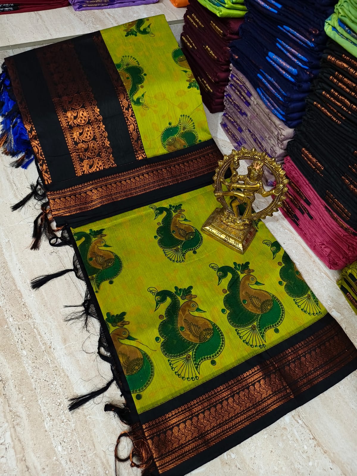 Kalamkari Kalyani Cotton Saree With Contrast Blouse