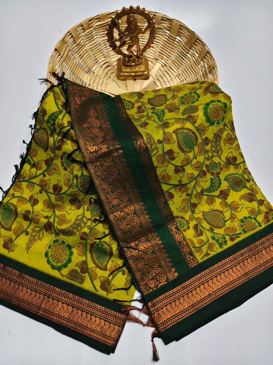 Kalamkari Kalyani Cotton Saree With Contrast Blouse