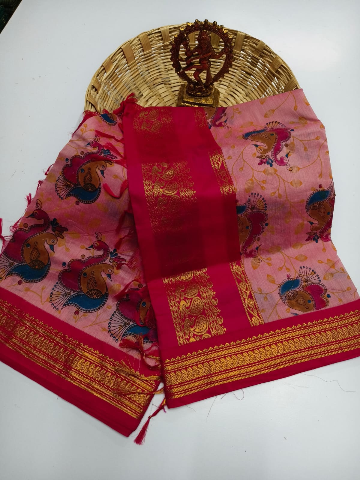 Kalamkari Kalyani Cotton Saree With Contrast Blouse