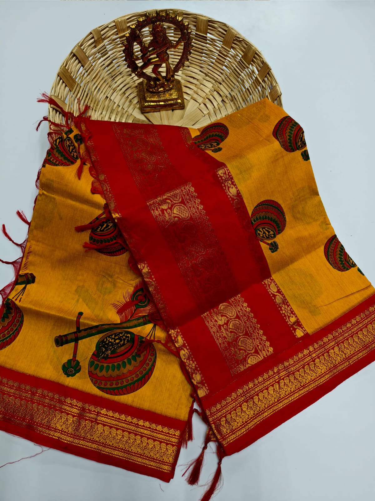 Kalamkari Kalyani Cotton Saree With Contrast Blouse