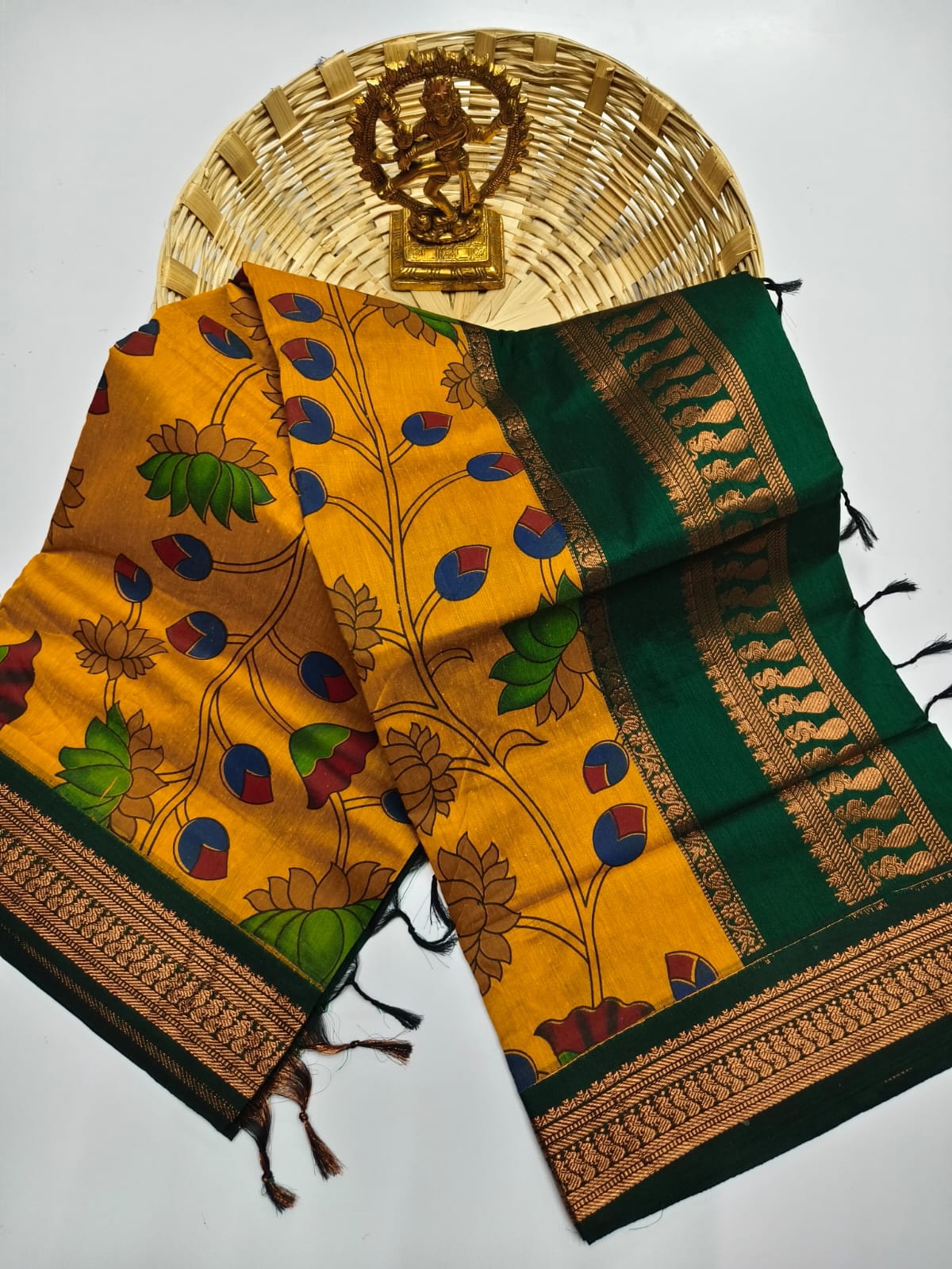 Kalamkari Kalyani Cotton Saree With Contrast Blouse
