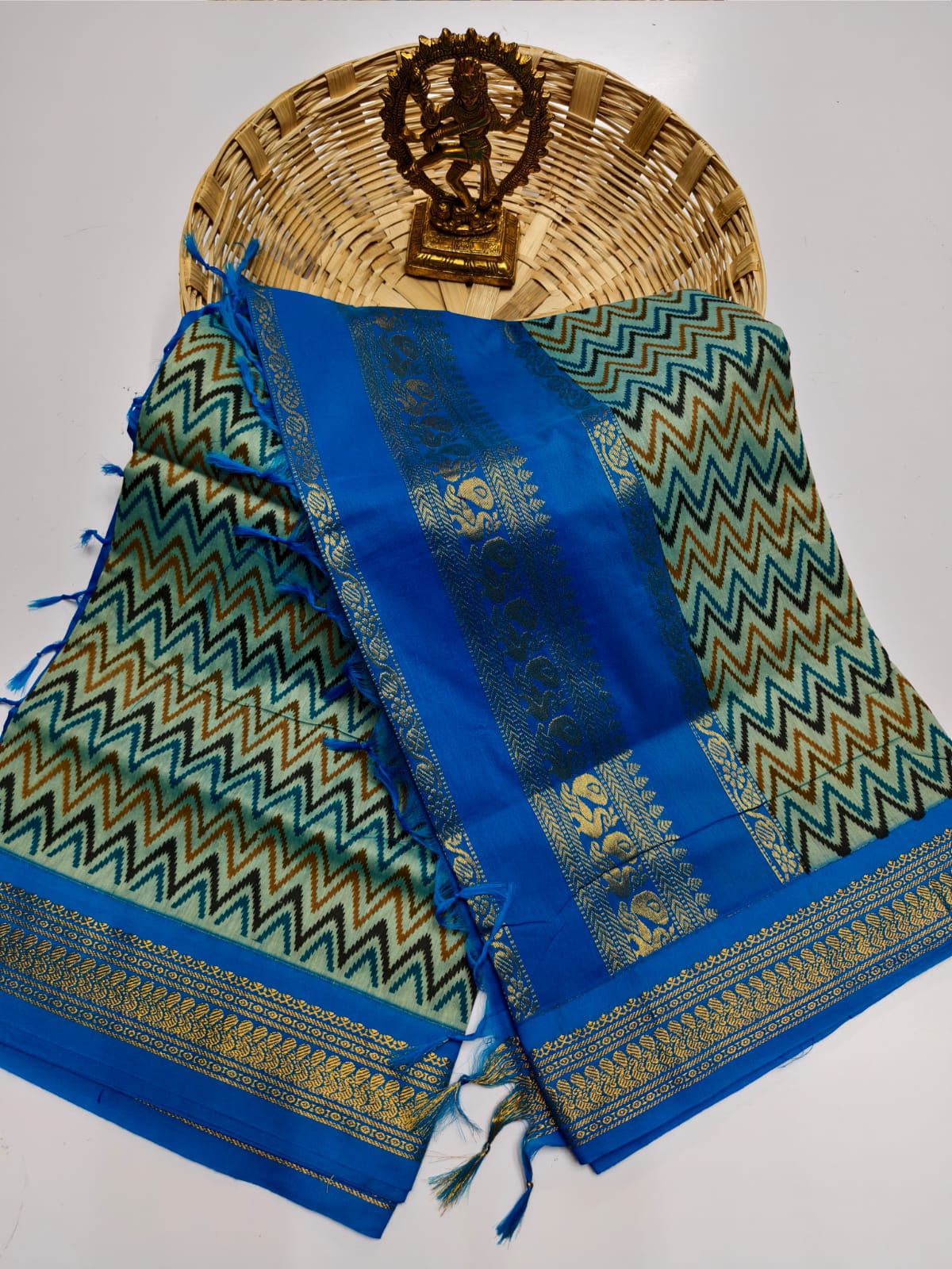 Kalamkari Kalyani Cotton Saree With Contrast Blouse