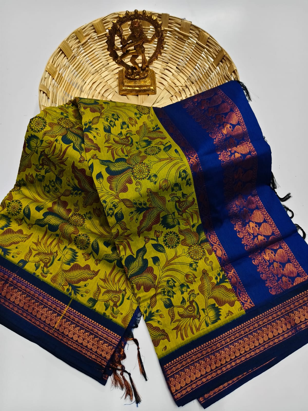 Kalamkari Kalyani Cotton Saree With Contrast Blouse
