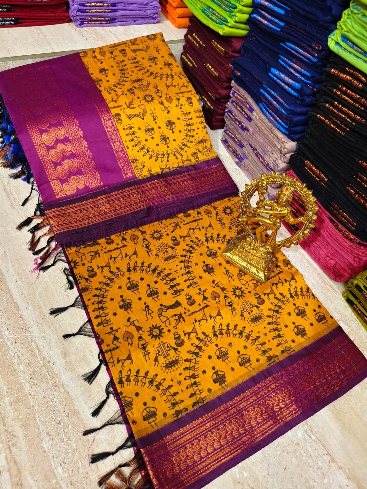 Kalamkari Kalyani Cotton Saree With Contrast Blouse