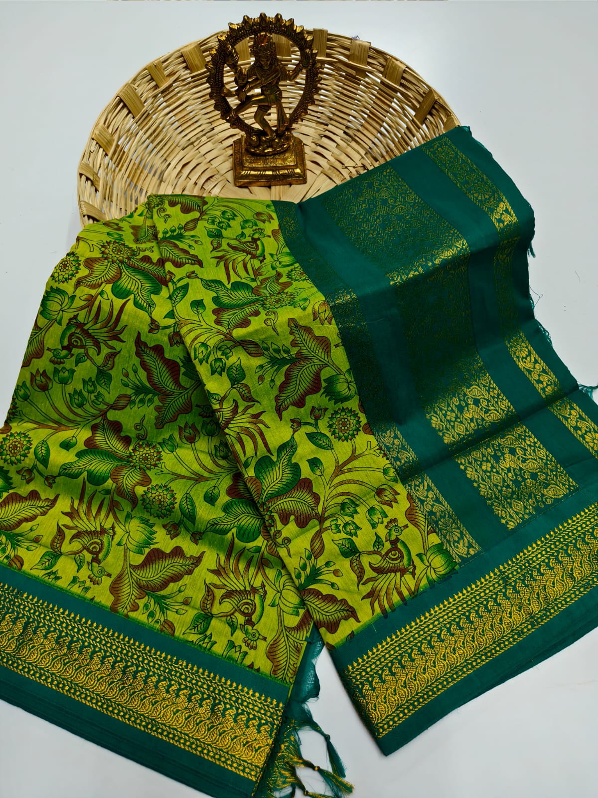 Kalamkari Kalyani Cotton Saree With Contrast Blouse