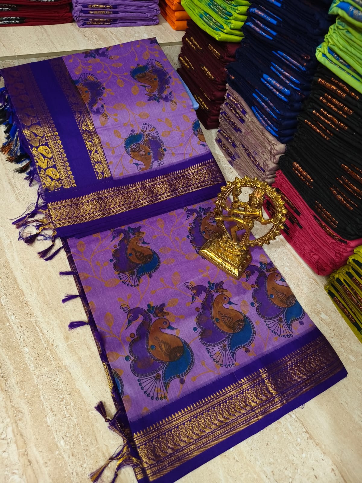 Kalamkari Kalyani Cotton Saree With Contrast Blouse