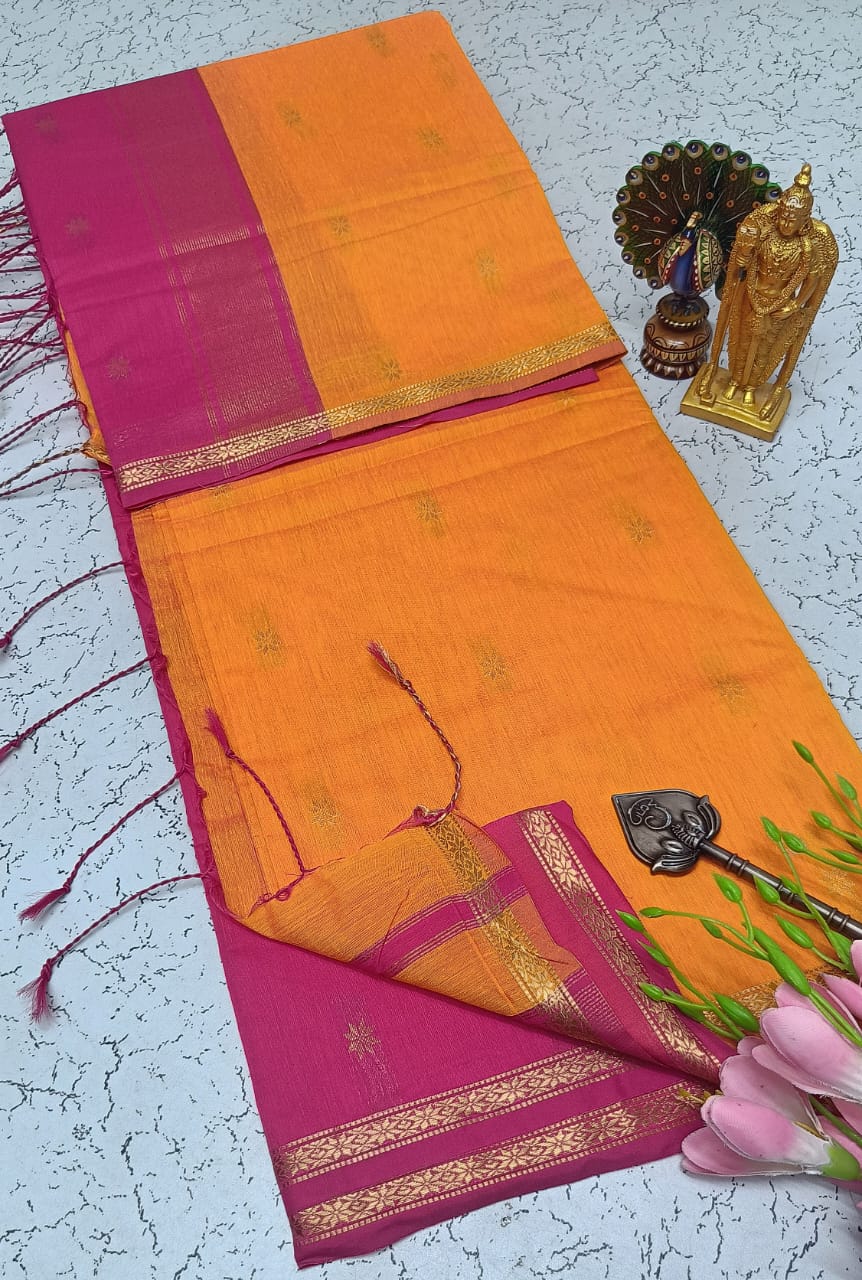 Maheshwari Silk Cotton Saree With Contrast Blouse