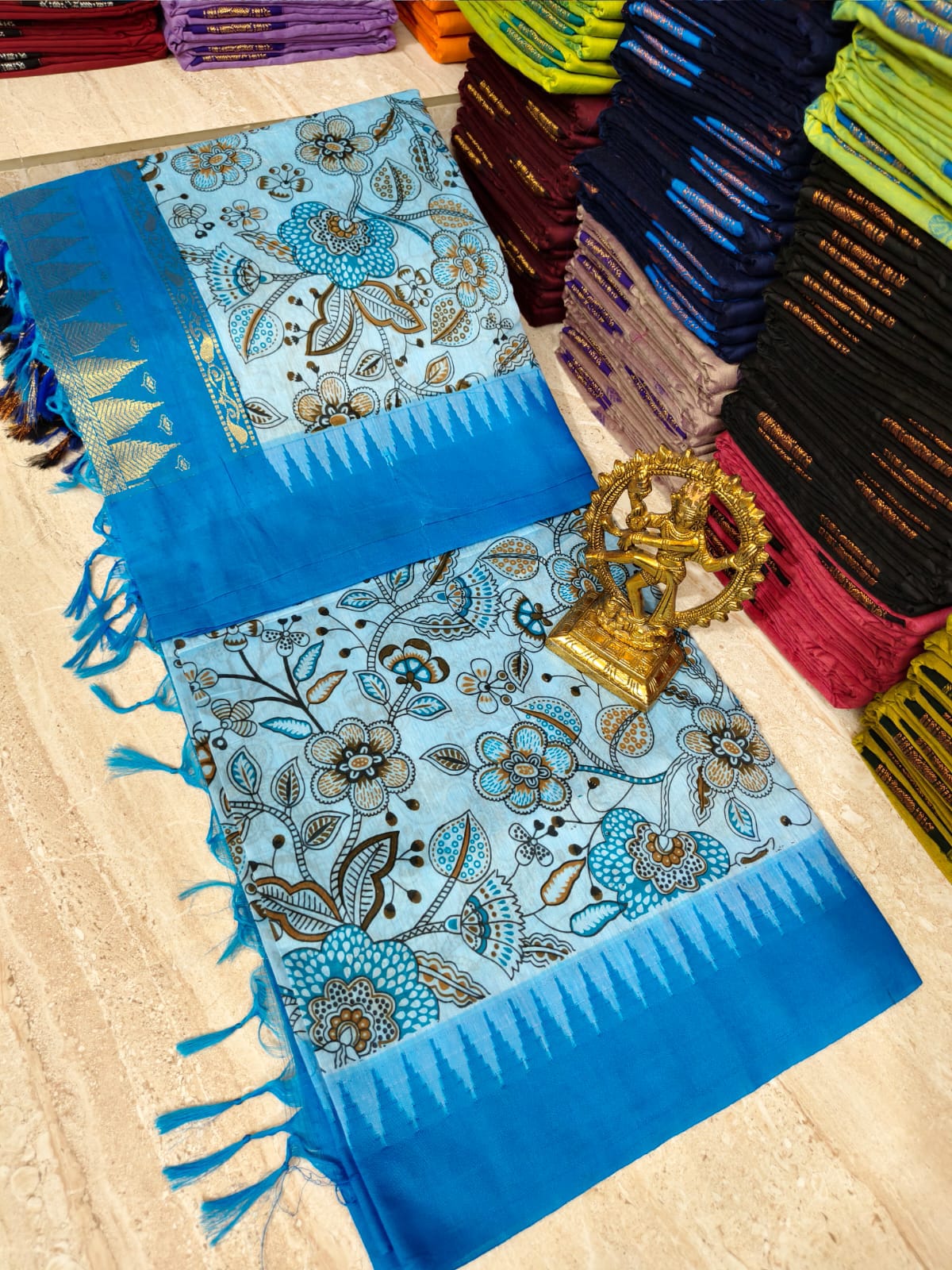 Kalamkari Kalyani Cotton Saree With Contrast Blouse