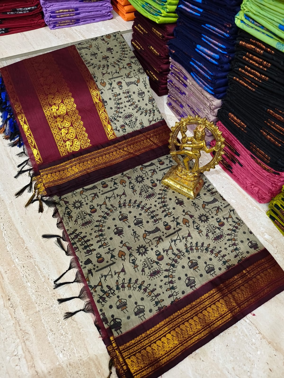 Kalamkari Kalyani Cotton Saree With Contrast Blouse