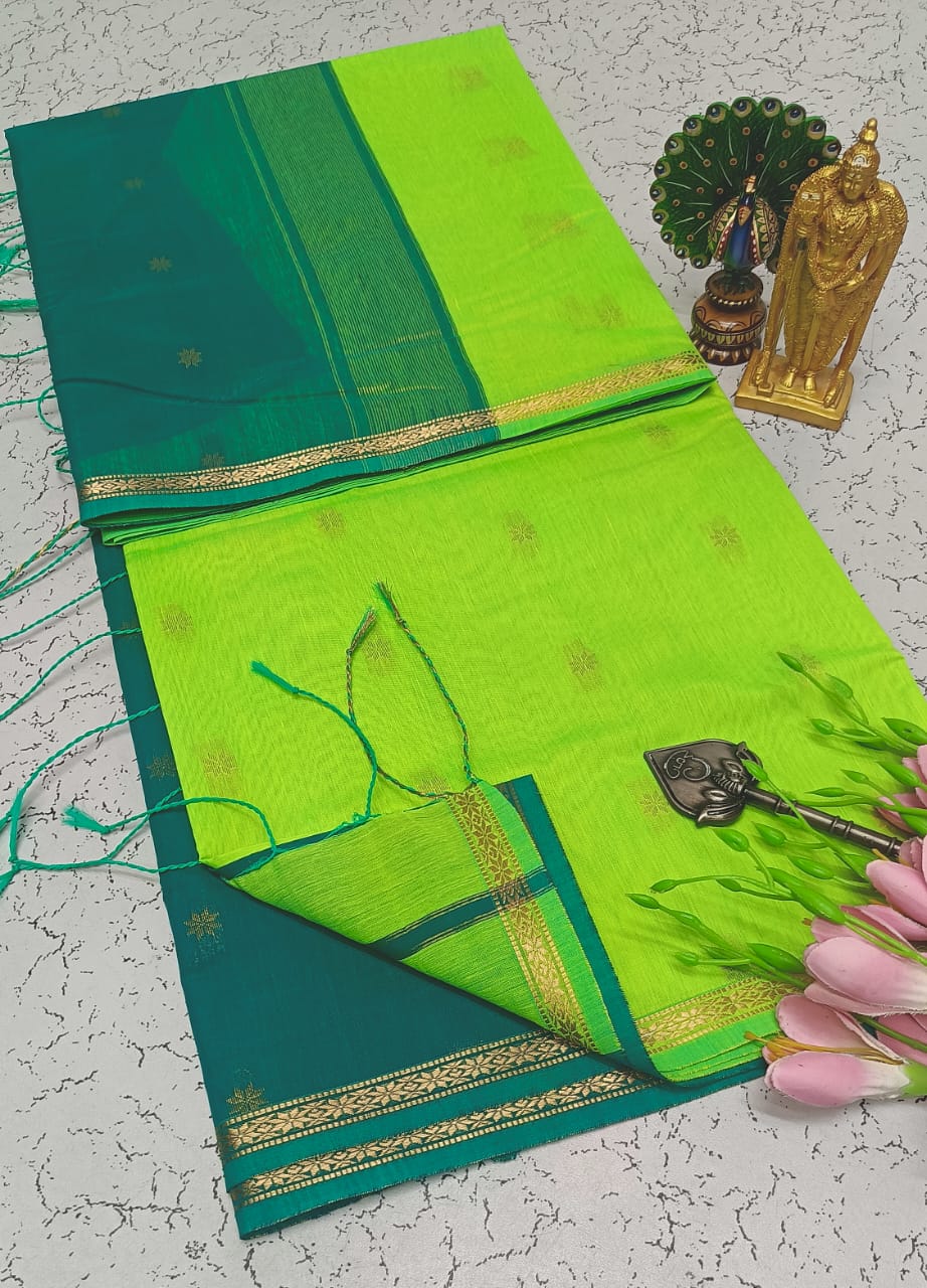 Maheshwari Silk Cotton Saree With Contrast Blouse