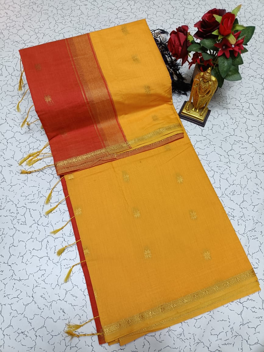 Maheshwari Silk Cotton Saree With Contrast Blouse