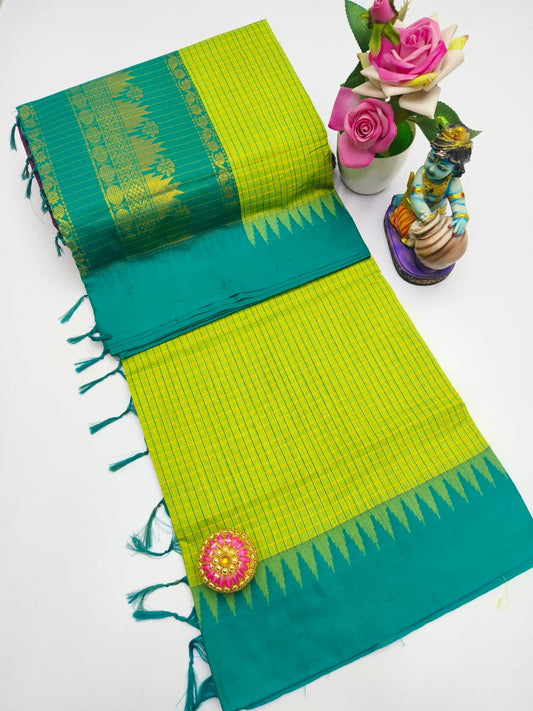 Premium Quality Kalyani Cotton Checked Saree