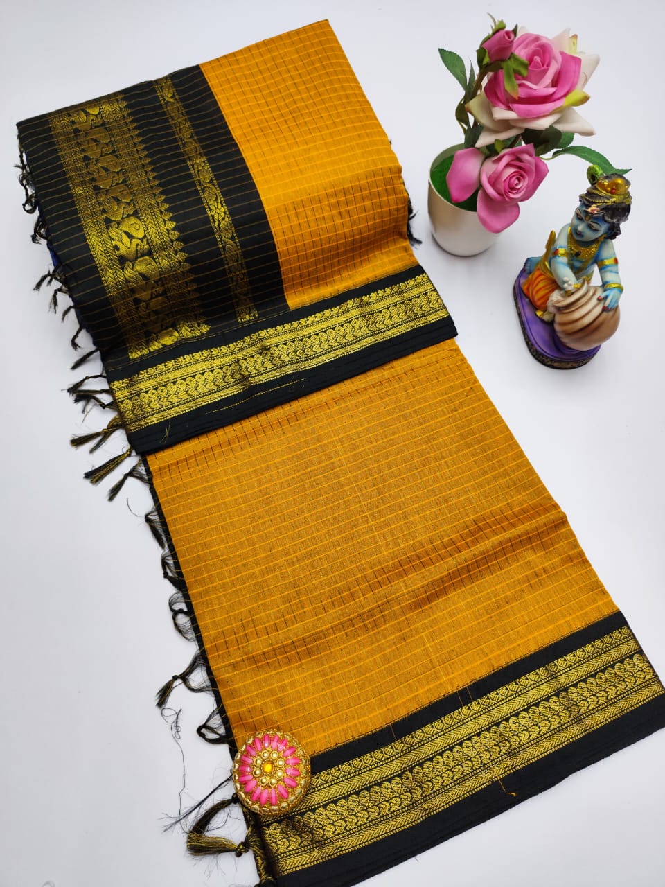 Premium Quality Kalyani Cotton Checked Saree