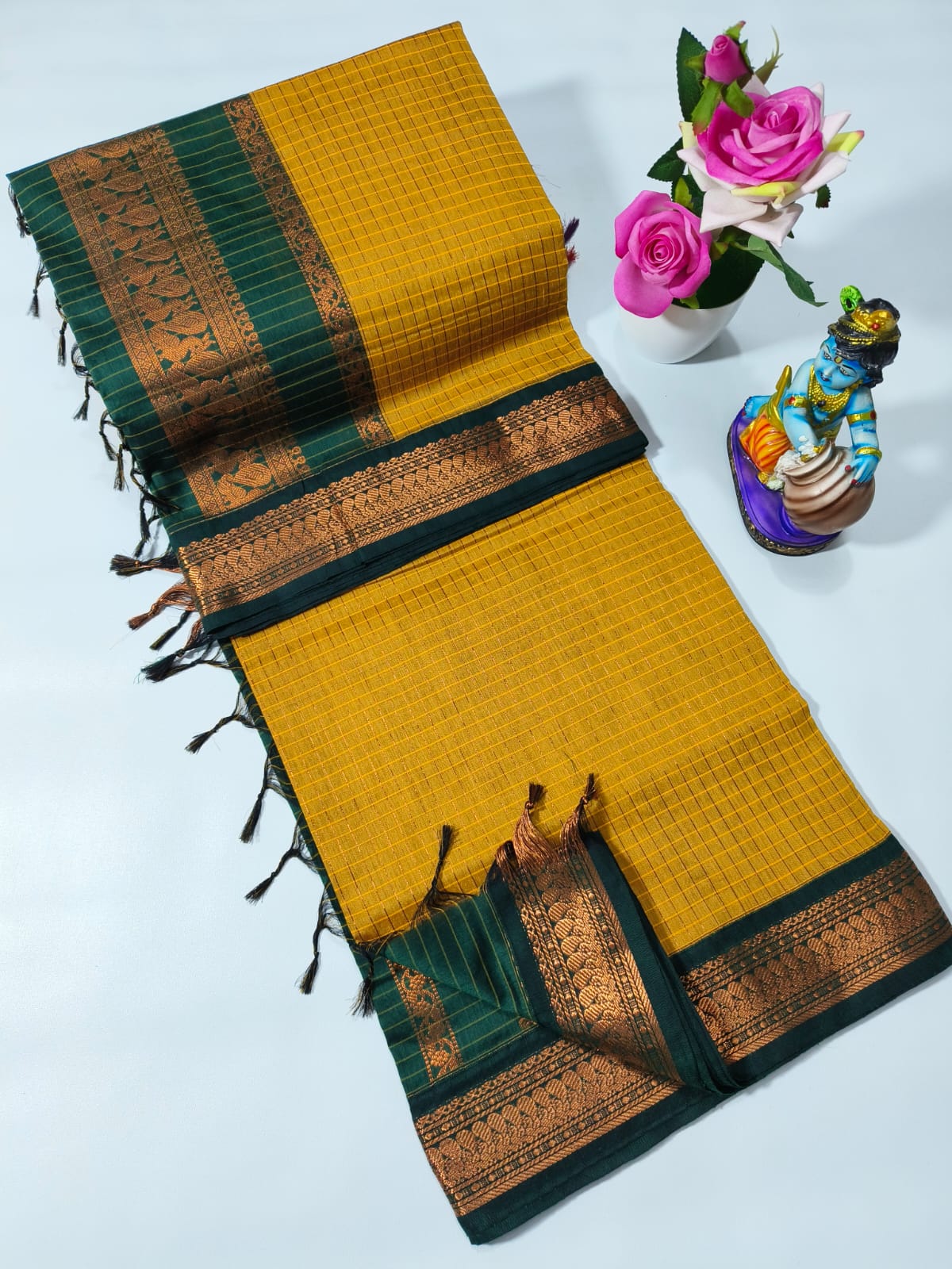 Premium Quality Kalyani Cotton Checked Saree