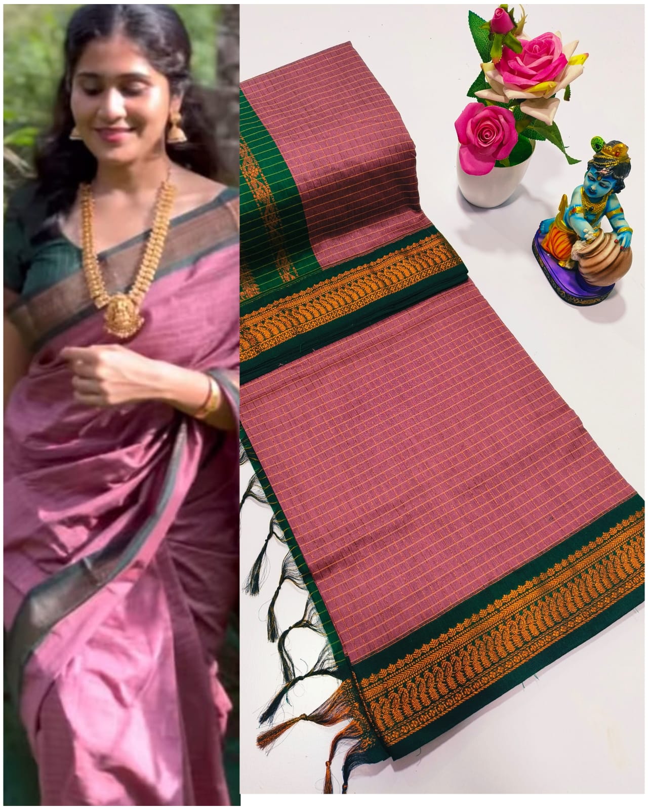 Premium Quality Kalyani Cotton Checked Saree