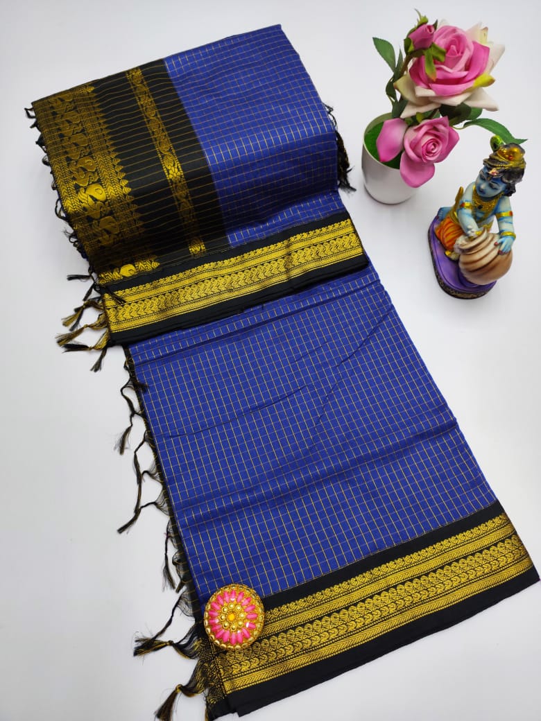 Premium Quality Kalyani Cotton Checked Saree