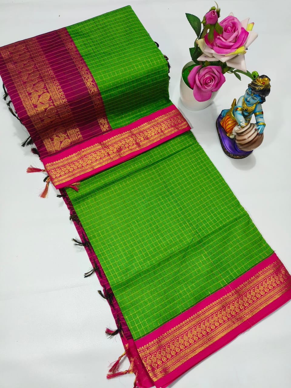 Premium Quality Kalyani Cotton Checked Saree