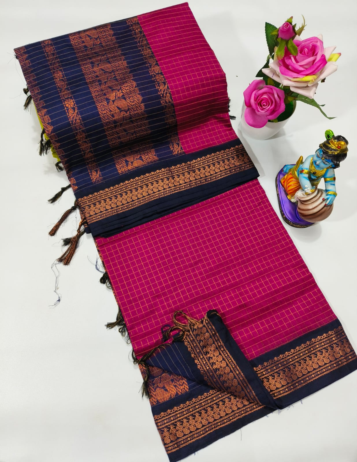 Premium Quality Kalyani Cotton Checked Saree