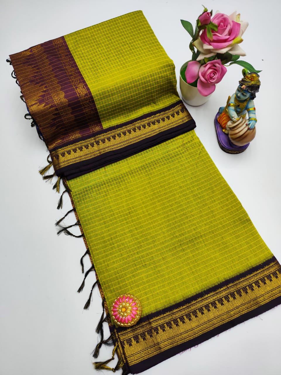 Premium Quality Kalyani Cotton Checked Saree