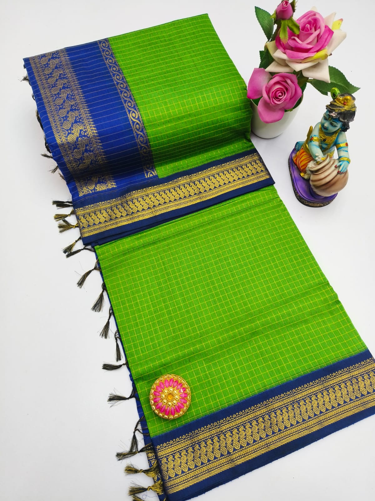 Premium Quality Kalyani Cotton Checked Saree