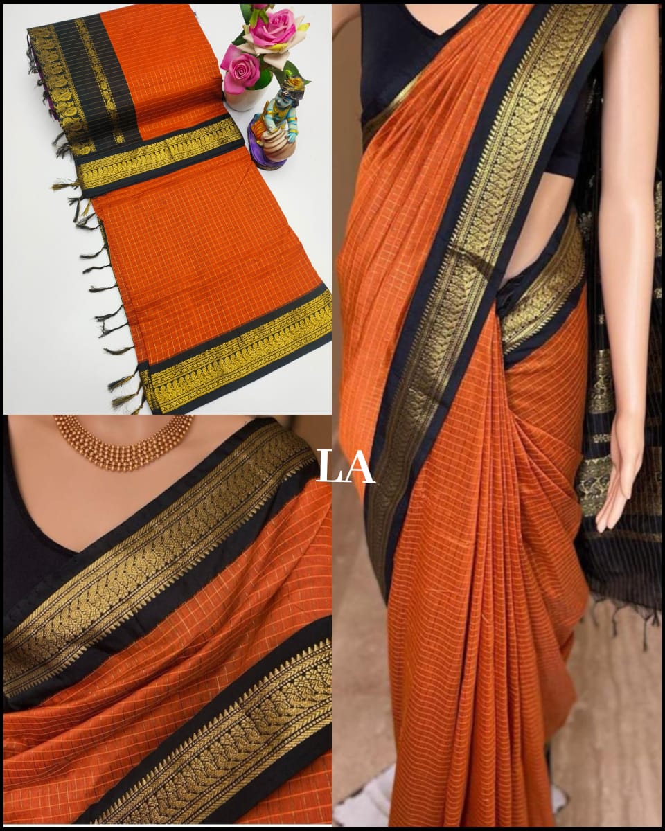 Premium Quality Kalyani Cotton Checked Saree
