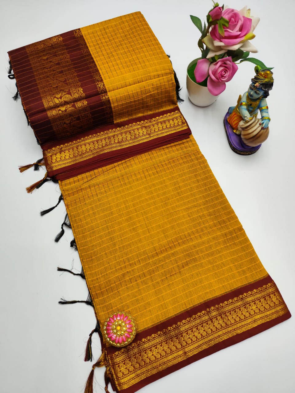 Premium Quality Kalyani Cotton Checked Saree