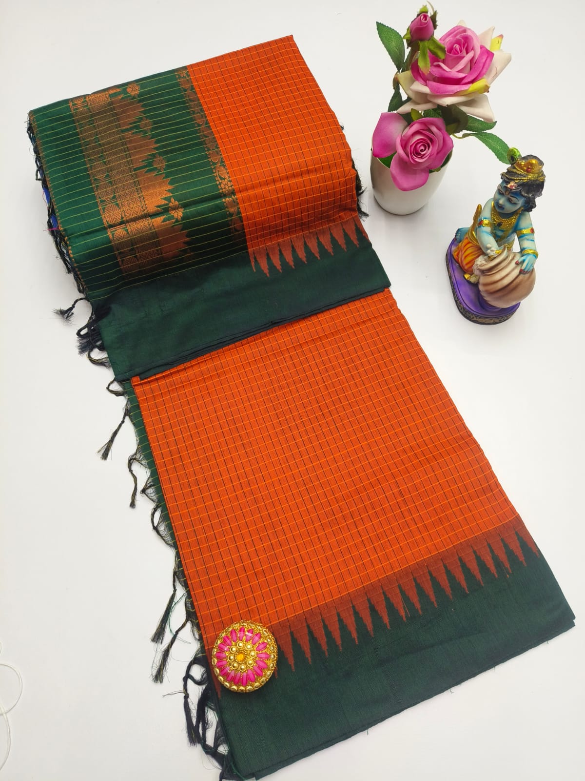 Premium Quality Kalyani Cotton Checked Saree