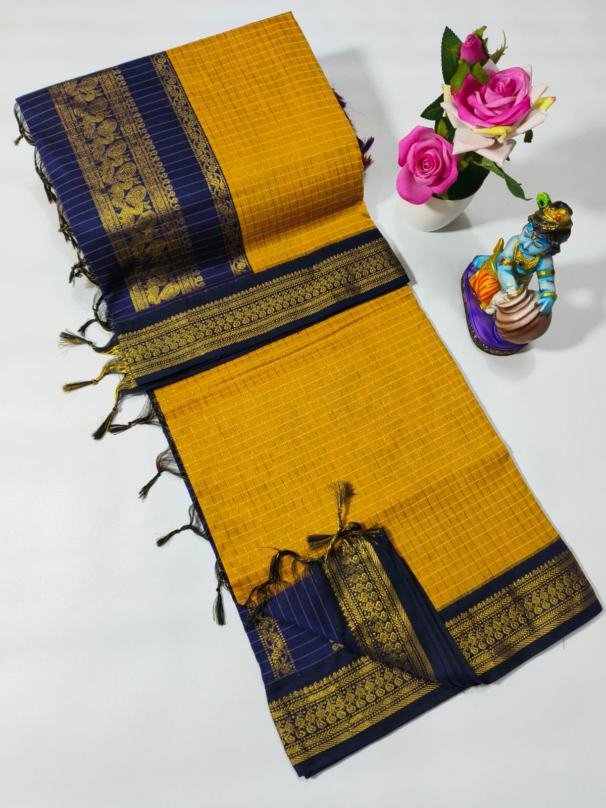 Premium Quality Kalyani Cotton Checked Saree