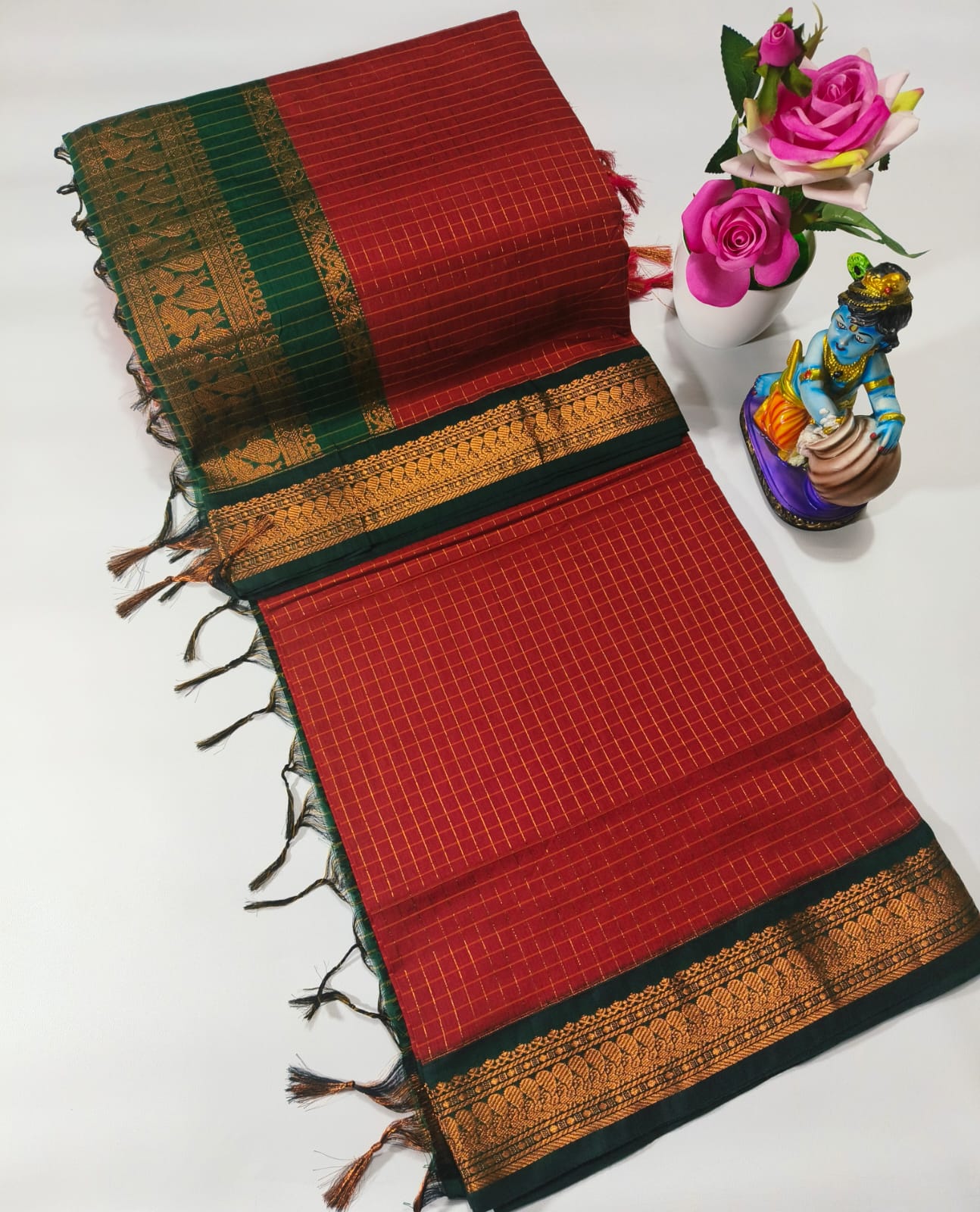 Premium Quality Kalyani Cotton Checked Saree