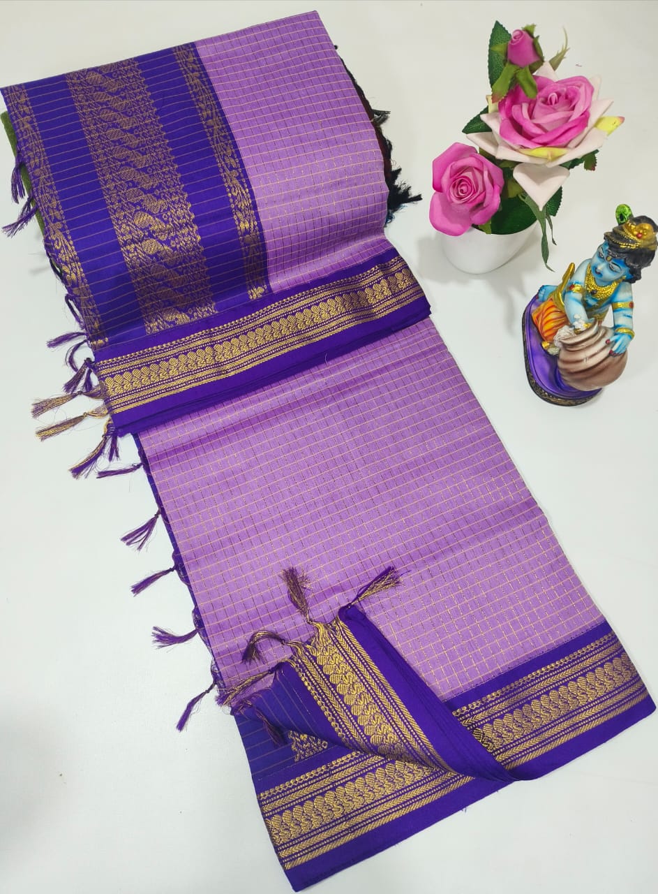 Premium Quality Kalyani Cotton Checked Saree