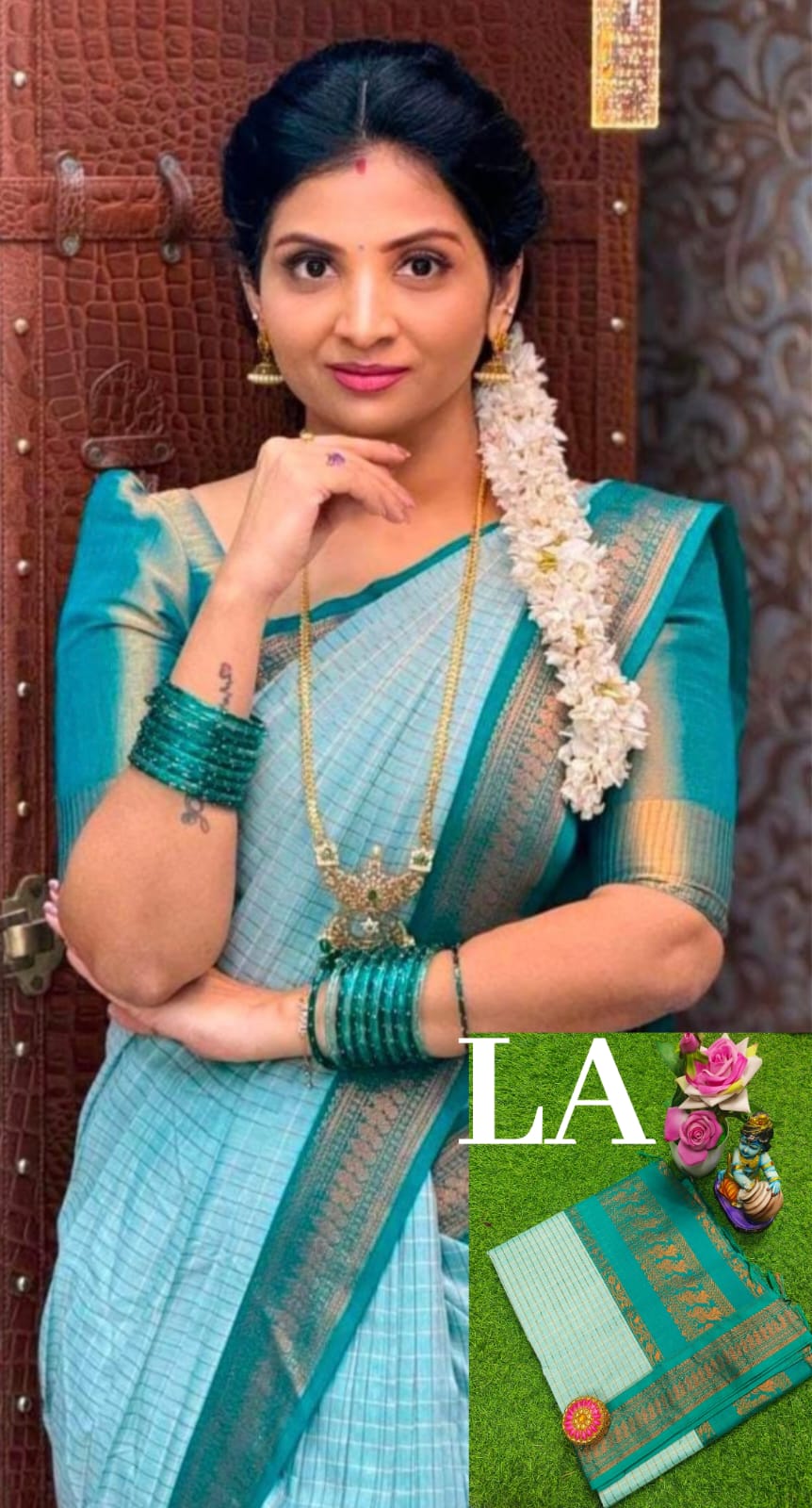 Premium Quality Kalyani Cotton Checked Saree