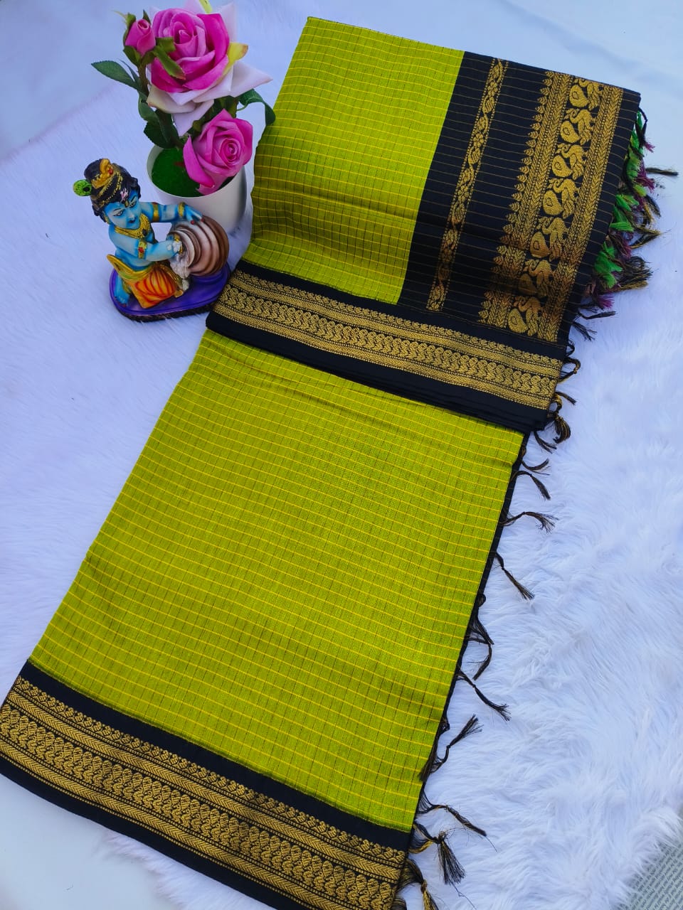 Premium Quality Kalyani Cotton Checked Saree