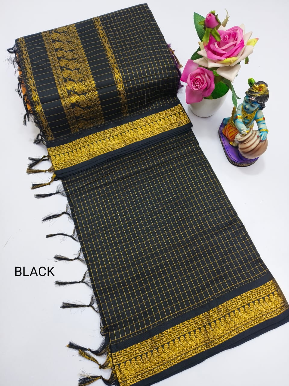 Premium Quality Kalyani Cotton Checked Saree