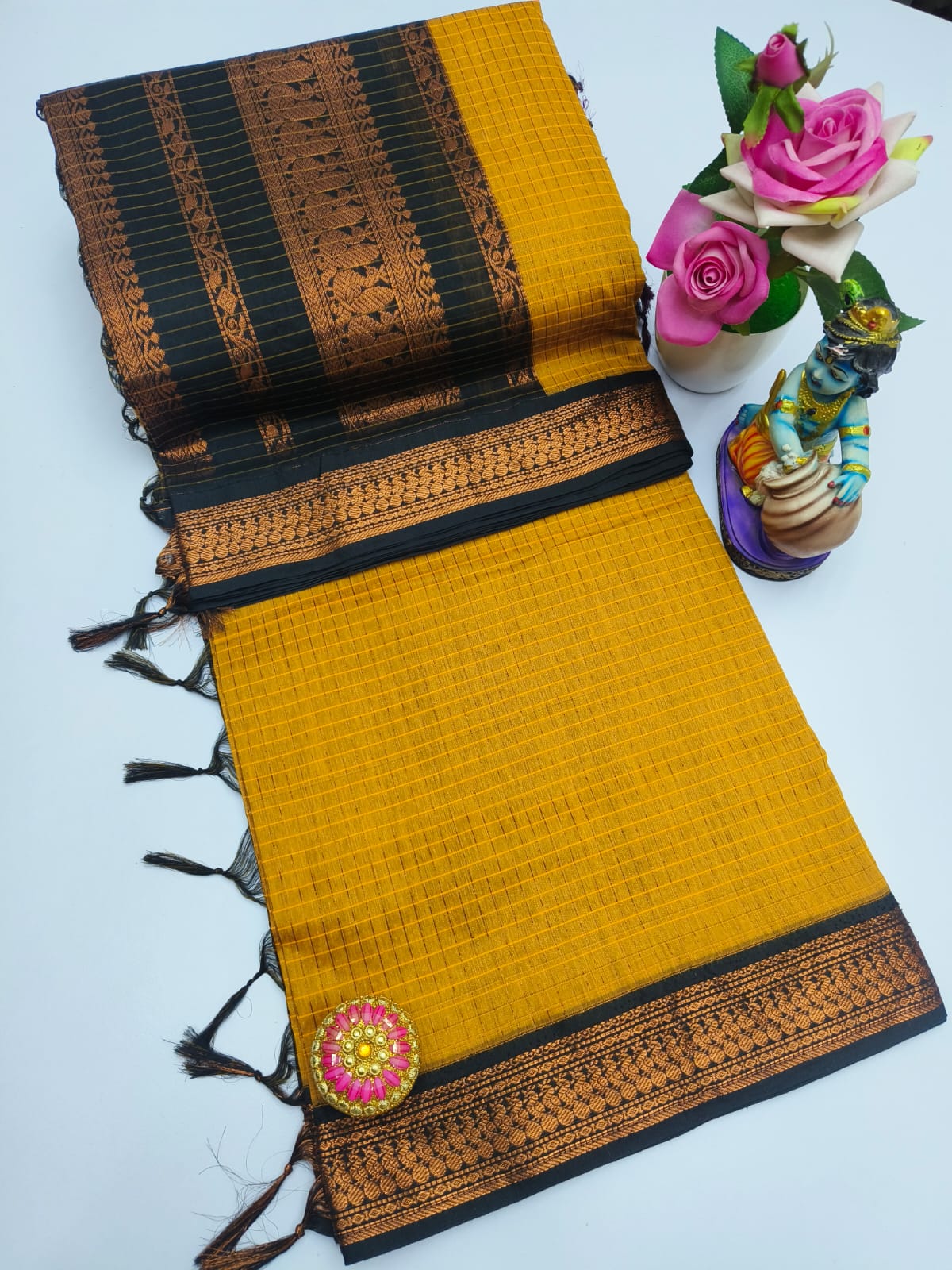 Premium Quality Kalyani Cotton Checked Saree