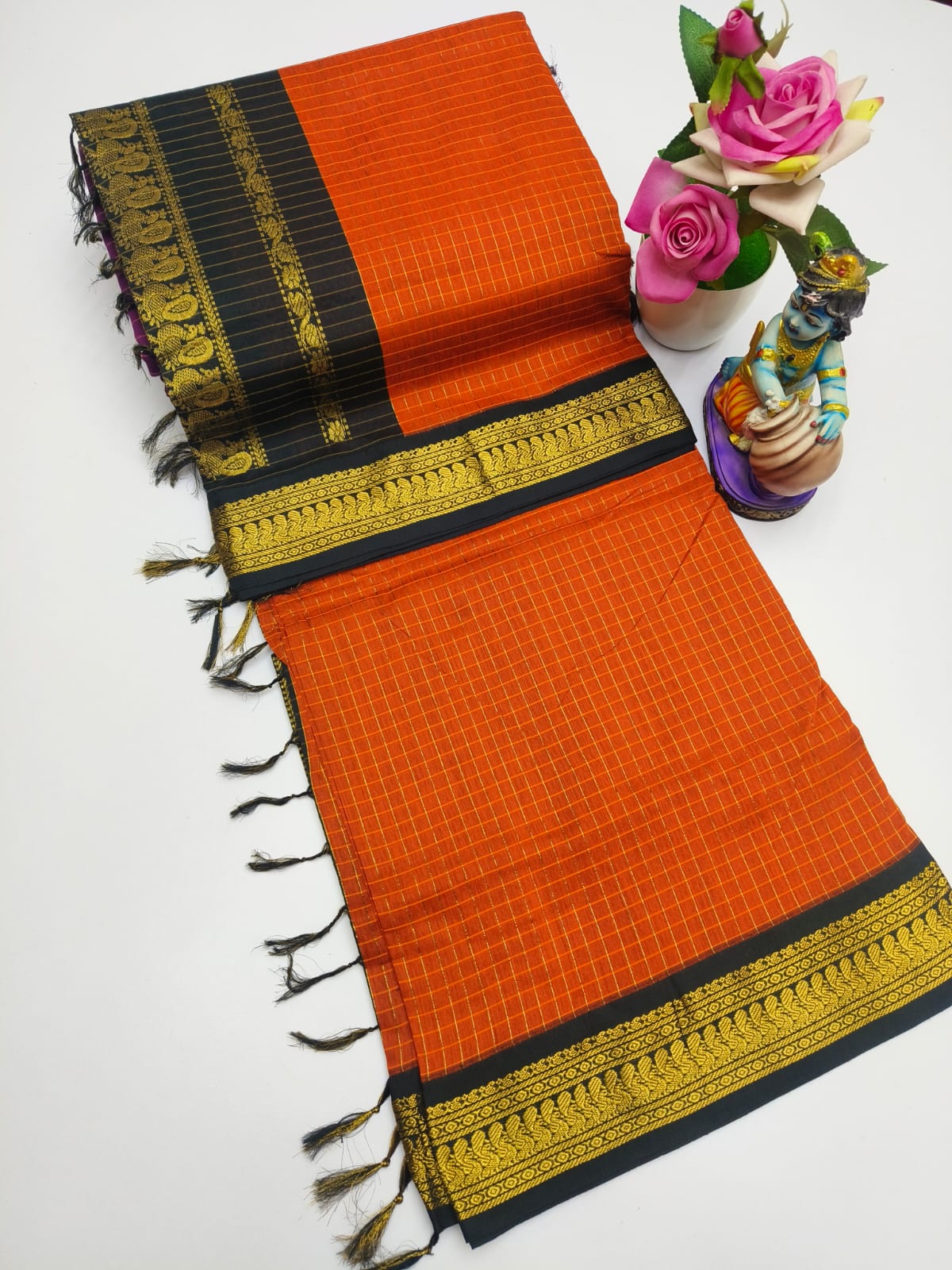 Premium Quality Kalyani Cotton Checked Saree