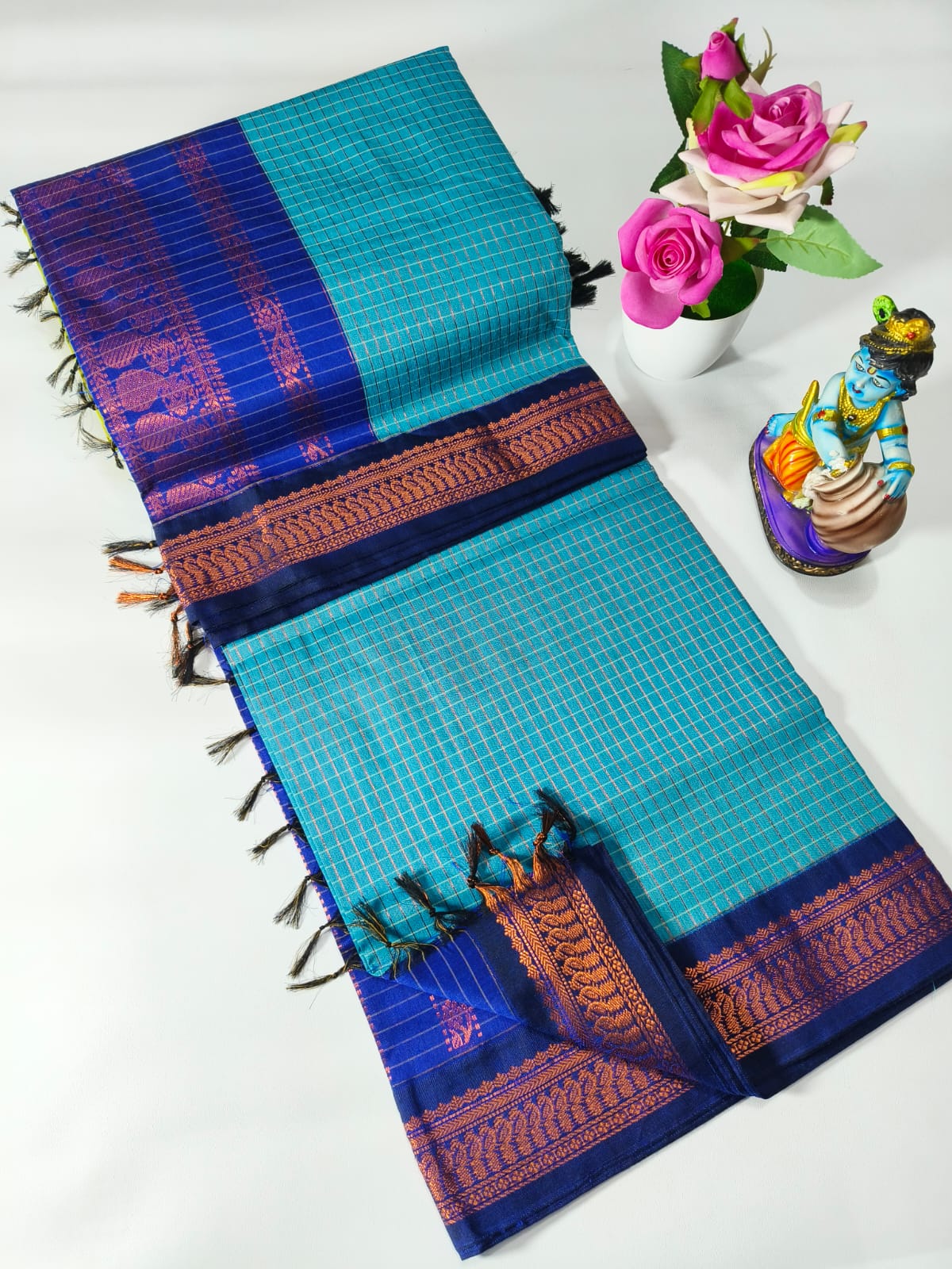 Premium Quality Kalyani Cotton Checked Saree