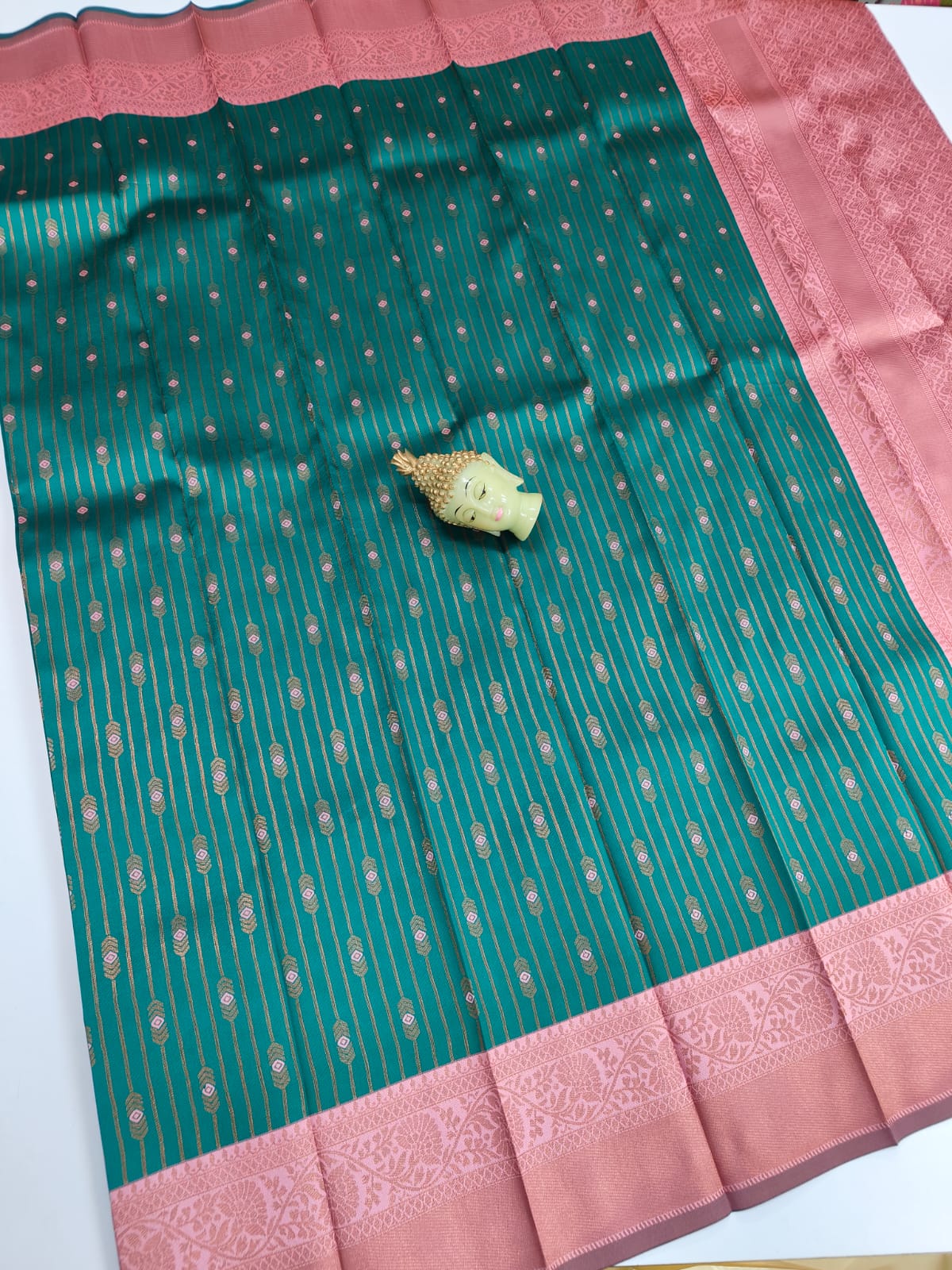 Kupura Vaira Oosi lightweight silk-type sarees in Samuthrika/Vasthrakala bridal style